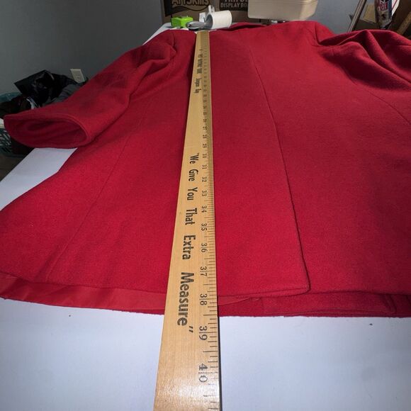 International Scene Women's 3/4 Length Lined Coat Red 100% Wool Heavy Size 18 - Picture 8 of 11